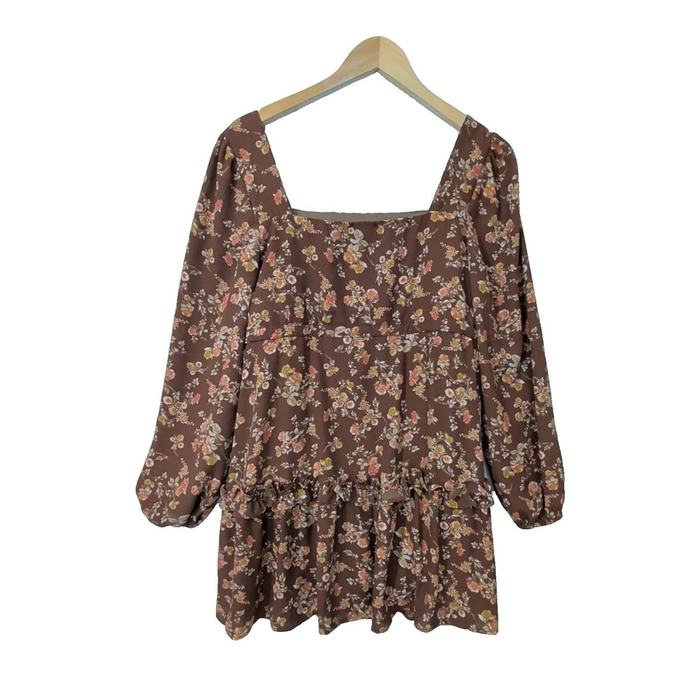 Altard State Babydoll Mini Dress Women S Brown Floral Y2K Cottage Coquette